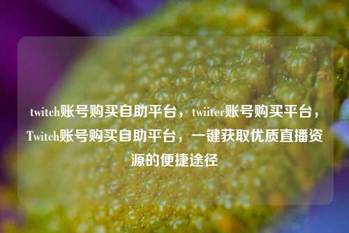 twitch账号购买自助平台，twiiter账号购买平台，Twitch账号购买自助平台，一键获取优质直播资源的便捷途径