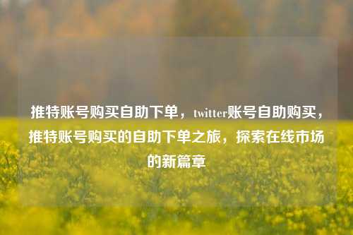 推特账号购买自助下单，twitter账号自助购买，推特账号购买的自助下单之旅，探索在线市场的新篇章