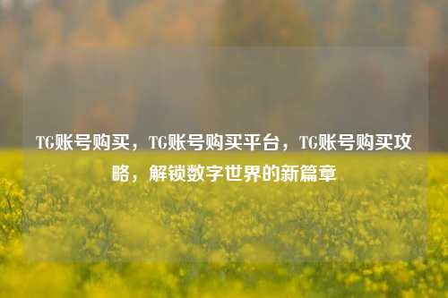 TG账号购买，TG账号购买平台，TG账号购买攻略，解锁数字世界的新篇章  第1张