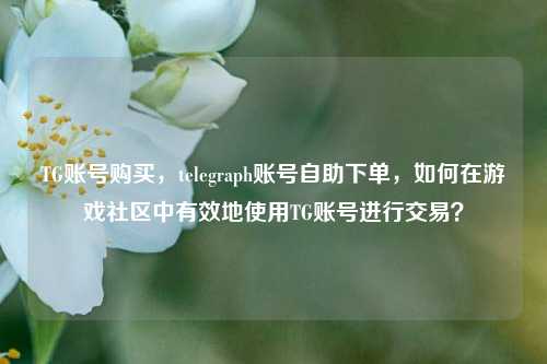 TG账号购买，telegraph账号自助下单，如何在游戏社区中有效地使用TG账号进行交易？