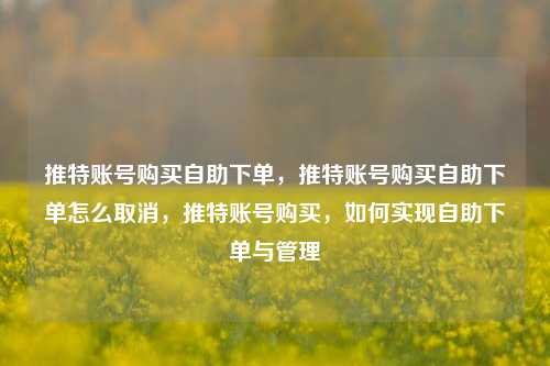 推特账号购买自助下单，推特账号购买自助下单怎么取消，推特账号购买，如何实现自助下单与管理