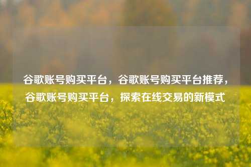 谷歌账号购买平台，谷歌账号购买平台推荐，谷歌账号购买平台，探索在线交易的新模式