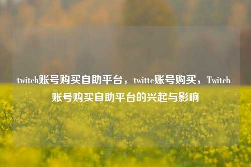twitch账号购买自助平台，twitte账号购买，Twitch 账号购买自助平台的兴起与影响