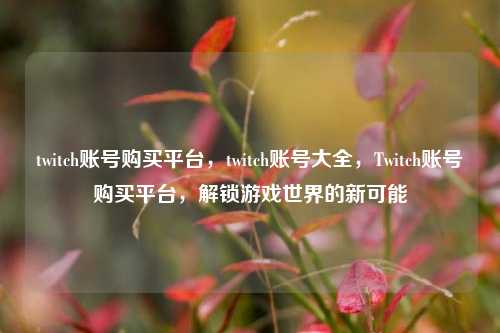 twitch账号购买平台，twitch账号大全，Twitch账号购买平台，解锁游戏世界的新可能