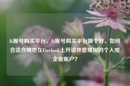 fb账号购买平台，fb账号购买平台哪个好，如何合法合规地在Facebook上开设并管理你的个人或企业账户？