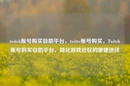 twitch账号购买自助平台，twitte账号购买，Twitch账号购买自助平台，简化游戏社区的便捷途径