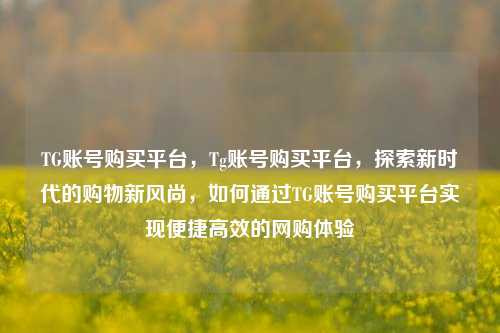 TG账号购买平台，Tg账号购买平台，探索新时代的购物新风尚，如何通过TG账号购买平台实现便捷高效的网购体验