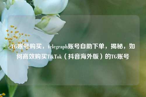 TG账号购买，telegraph账号自助下单，揭秘，如何高效购买TikTok（抖音海外版）的TG账号