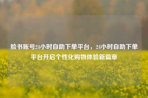 脸书账号24小时自助下单平台，24小时自助下单平台开启个性化购物体验新篇章