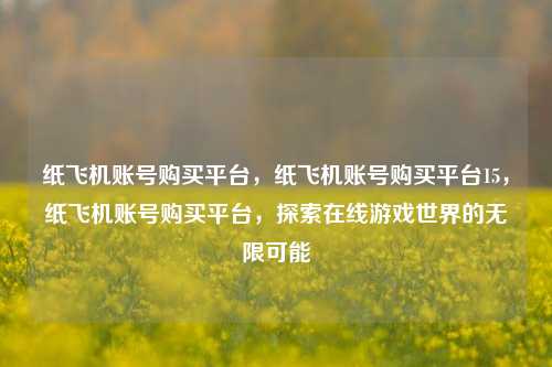 纸飞机账号购买平台，纸飞机账号购买平台15，纸飞机账号购买平台，探索在线游戏世界的无限可能