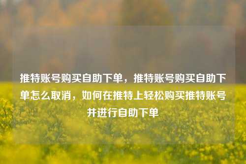 推特账号购买自助下单，推特账号购买自助下单怎么取消，如何在推特上轻松购买推特账号并进行自助下单