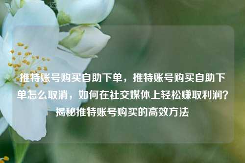 推特账号购买自助下单	，推特账号购买自助下单怎么取消，如何在社交媒体上轻松赚取利润？揭秘推特账号购买的高效方法  第1张