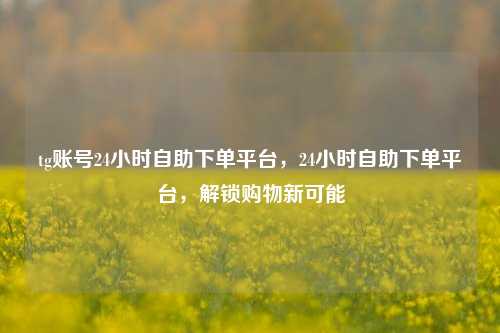 tg账号24小时自助下单平台，24小时自助下单平台，解锁购物新可能
