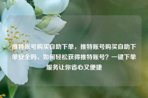 推特账号购买自助下单，推特账号购买自助下单安全吗，如何轻松获得推特账号？一键下单服务让你省心又便捷