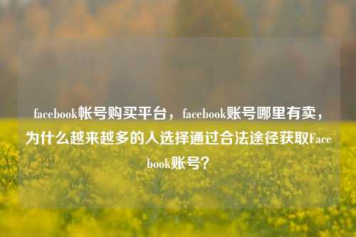 facebook帐号购买平台，facebook账号哪里有卖，为什么越来越多的人选择通过合法途径获取Facebook账号？