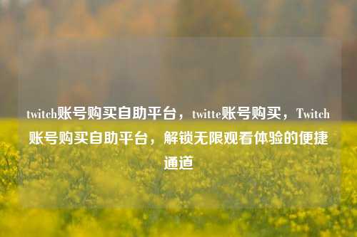 twitch账号购买自助平台，twitte账号购买，Twitch账号购买自助平台，解锁无限观看体验的便捷通道