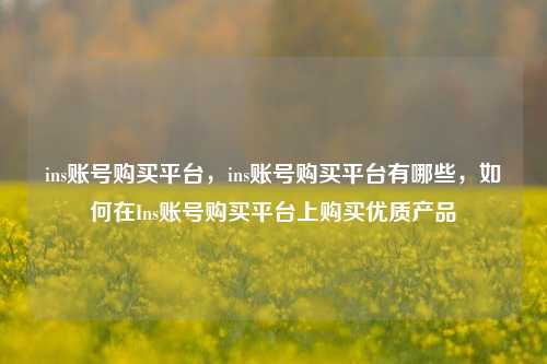 ins账号购买平台，ins账号购买平台有哪些，如何在Ins账号购买平台上购买优质产品