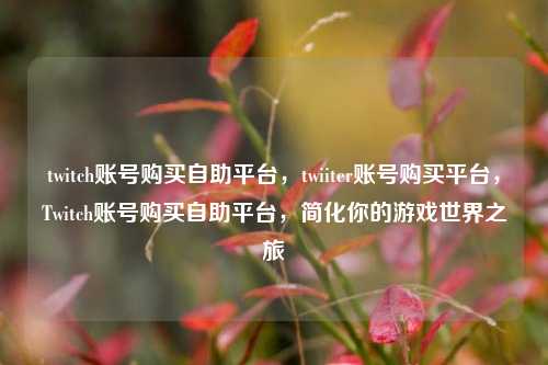 twitch账号购买自助平台	，twiiter账号购买平台，Twitch账号购买自助平台，简化你的游戏世界之旅  第1张