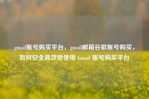 gmail账号购买平台，gmail邮箱谷歌账号购买，如何安全高效地使用 Gmail 账号购买平台