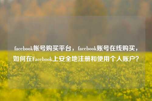 facebook帐号购买平台，facebook账号在线购买，如何在Facebook上安全地注册和使用个人账户？
