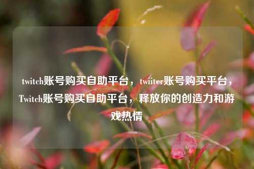 twitch账号购买自助平台	，twiiter账号购买平台，Twitch账号购买自助平台，释放你的创造力和游戏热情  第1张