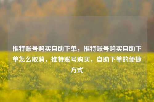 推特账号购买自助下单，推特账号购买自助下单怎么取消，推特账号购买，自助下单的便捷方式