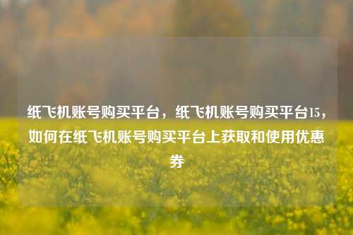 纸飞机账号购买平台，纸飞机账号购买平台15，如何在纸飞机账号购买平台上获取和使用优惠券